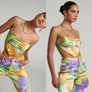 NWT WE WORE WHAT Save By The Belt Scarf Cowl Neck Cropped Top Sz L